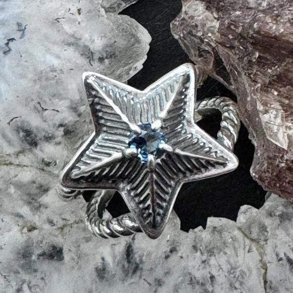 Carolyn Pollack Sterling Faceted London Blue Topaz Decorated Star Ring For Women